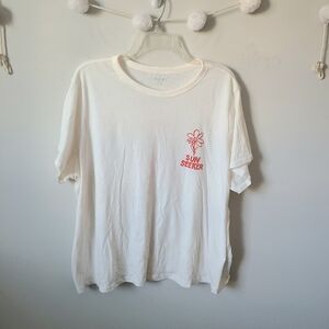Old Navy Cream Graphic Floral Tee Shirt Size XXL